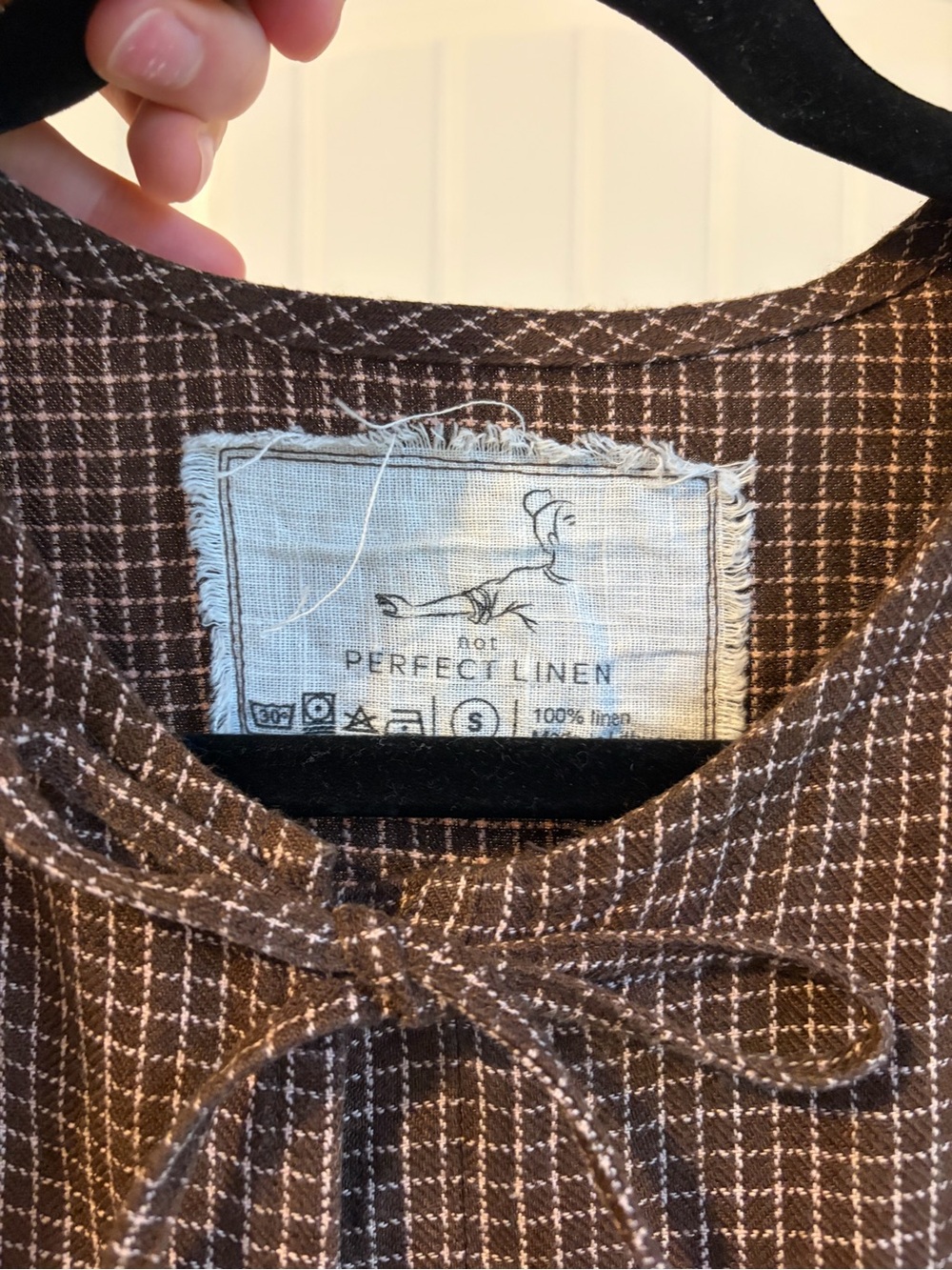 Size S Lourdes NPL Brown Checks Herringbone Blouse - Picture 2 of 4